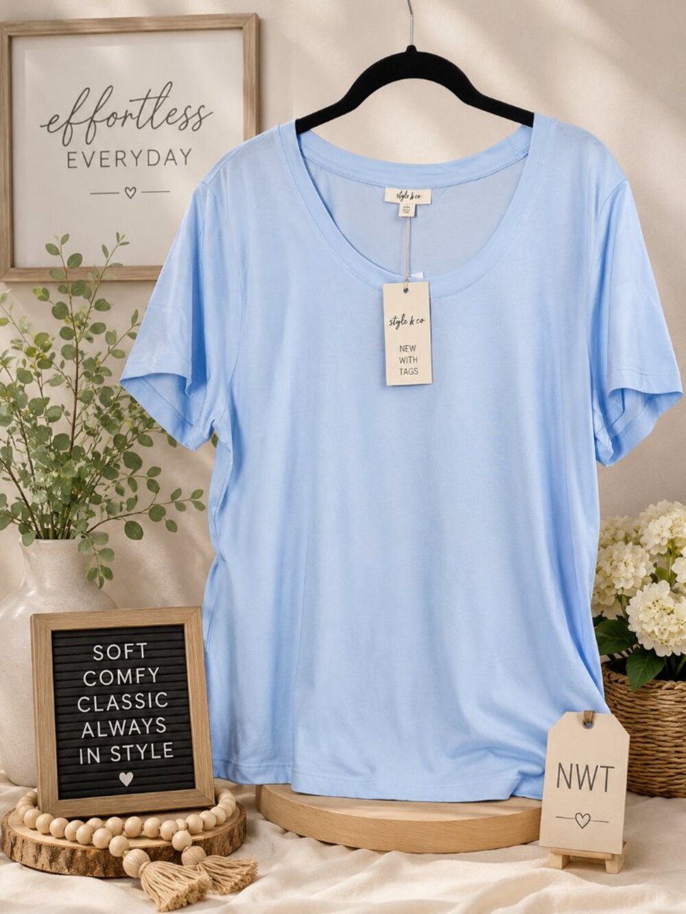 Style & Co Pastel Blue Short Sleeve T-Shirt NWT Plus PXXL